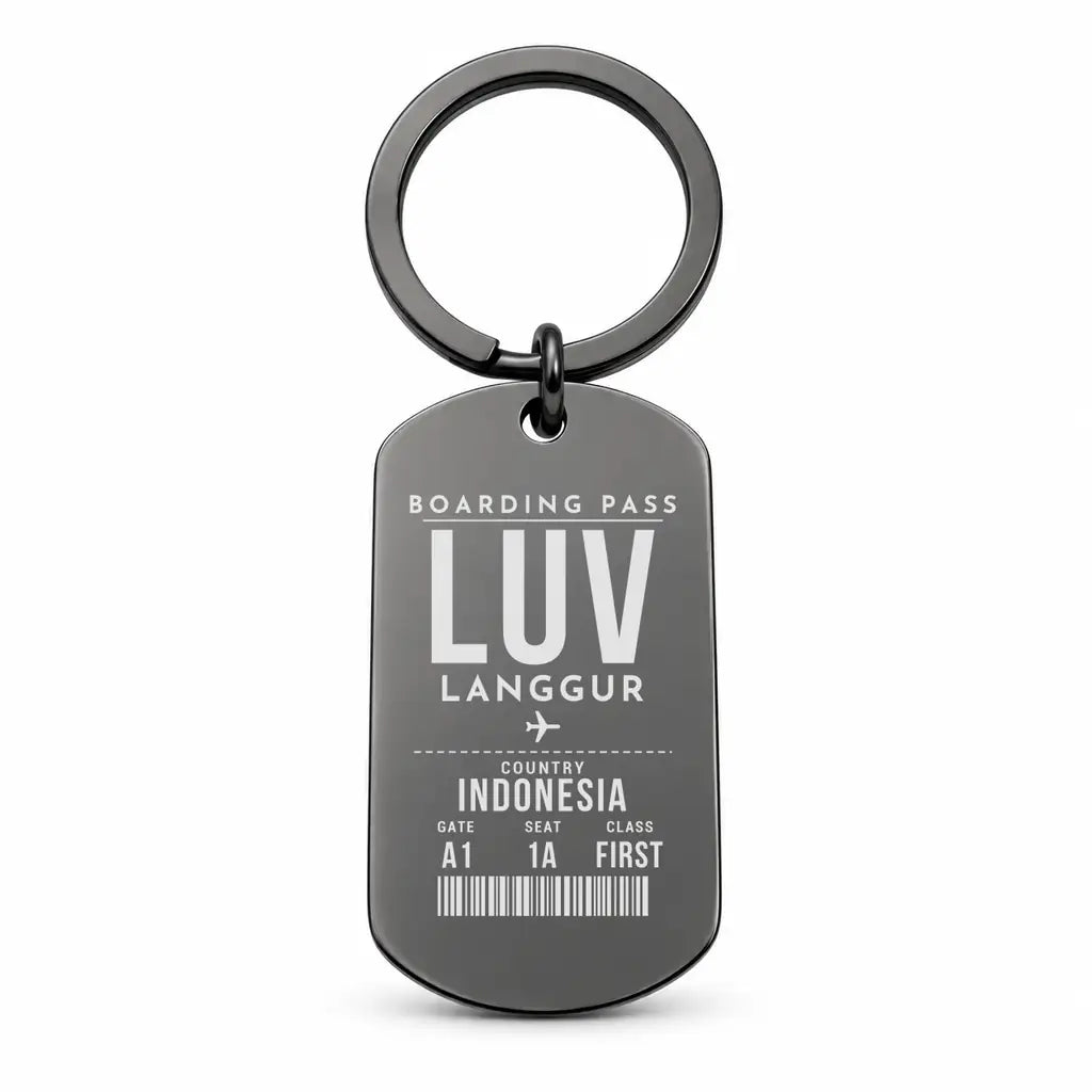 Langgur Airport LUV - Key Chain - Boarding Pass Style - Black