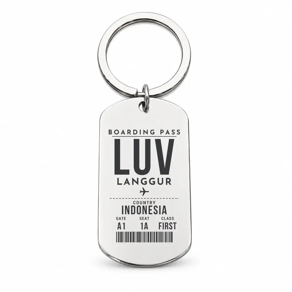 Langgur Airport LUV - Key Chain - Boarding Pass Style - Silver
