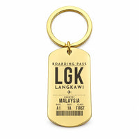 Thumbnail for Langkawi International Airport LGK - Key Chain - Boarding Pass Style - Gold