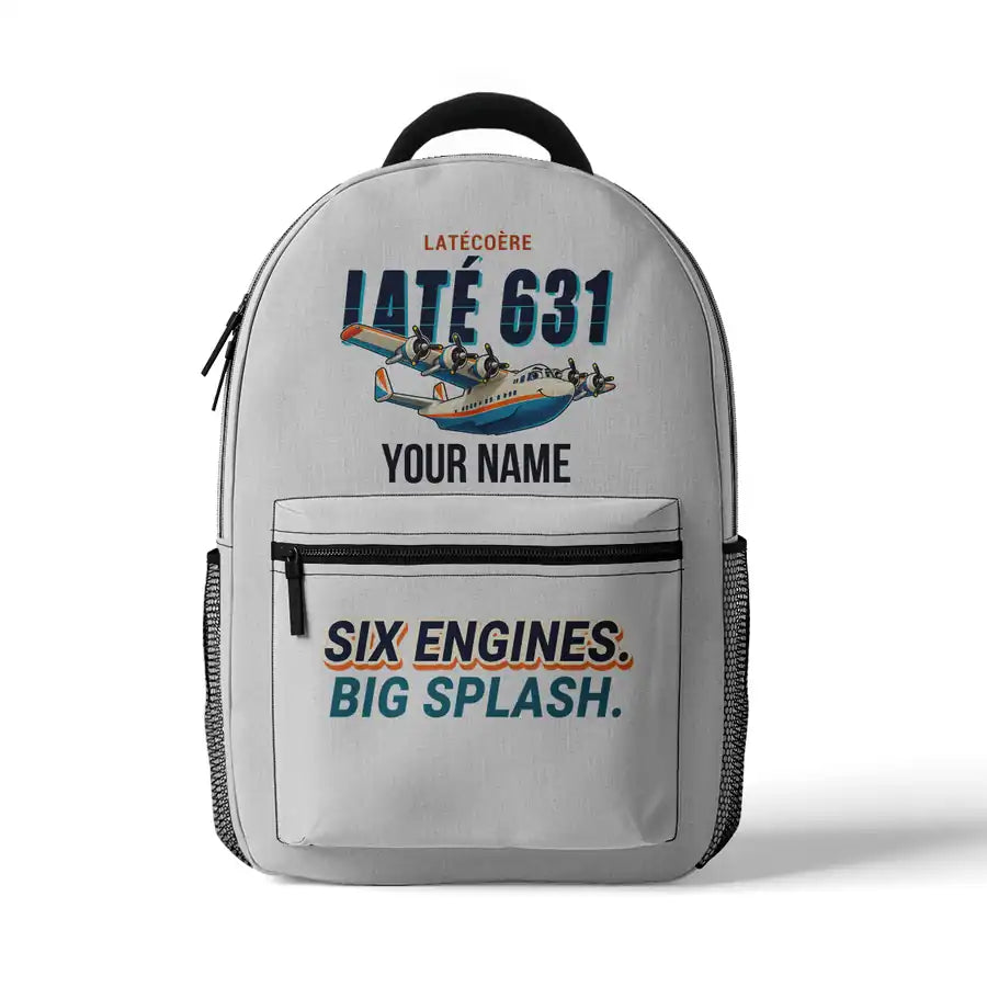 Latecoere 631 - 3D Backpack - Cartoon + Name - White