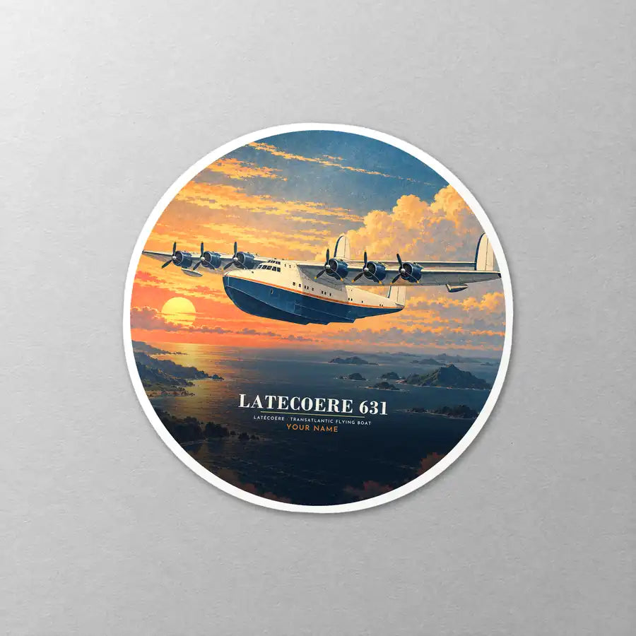 Latecoere 631 - 3D + Name - Circle Sticker - Close-up