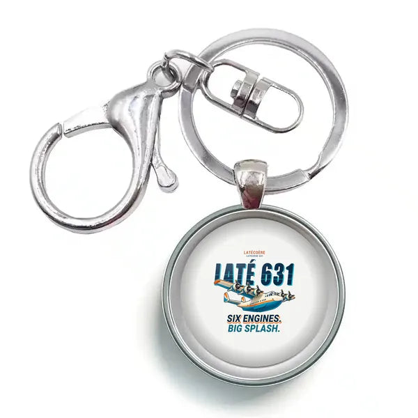 Latecoere 631 - Cartoon - Circle Key Chain - White