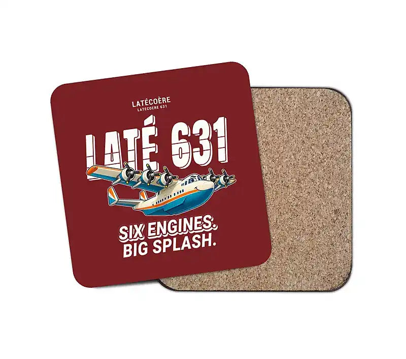 Latecoere 631 - Cartoon - Coaster - Dark Red