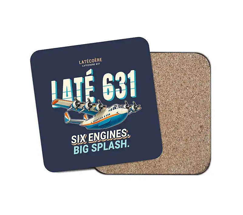 Latecoere 631 - Cartoon - Coaster - Navy Blue