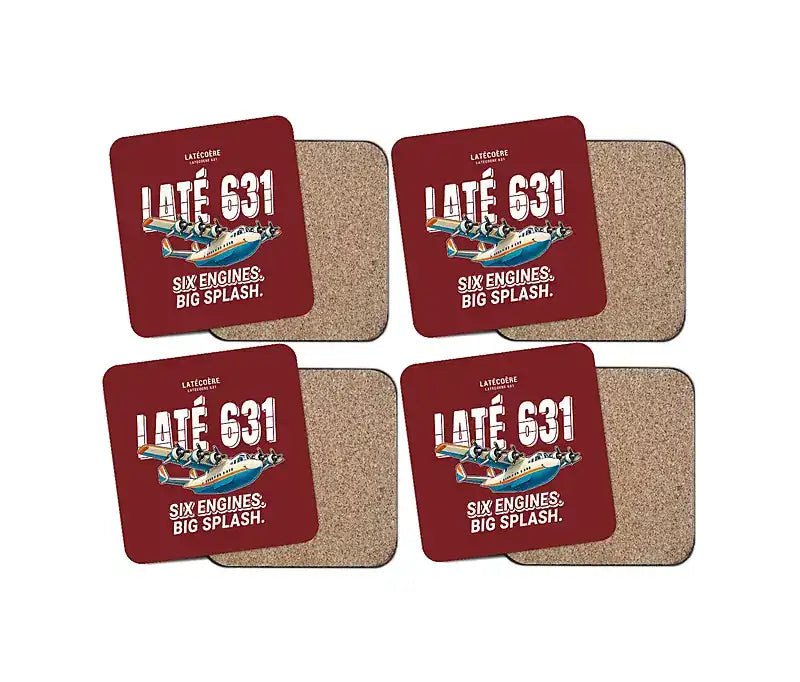 Latecoere 631 - Cartoon - Coaster Set - Dark Red