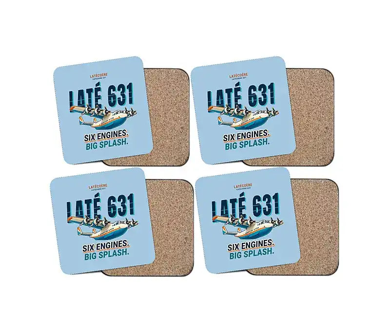 Latecoere 631 - Cartoon - Coaster Set - Light Blue