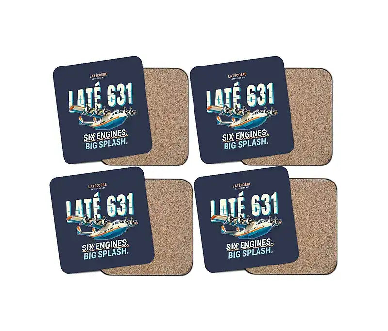 Latecoere 631 - Cartoon - Coaster Set - Navy Blue
