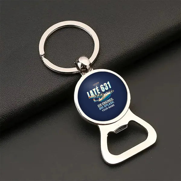 Latecoere 631 - Cartoon + Name - Bottle Opener Key Chain - Navy Blue