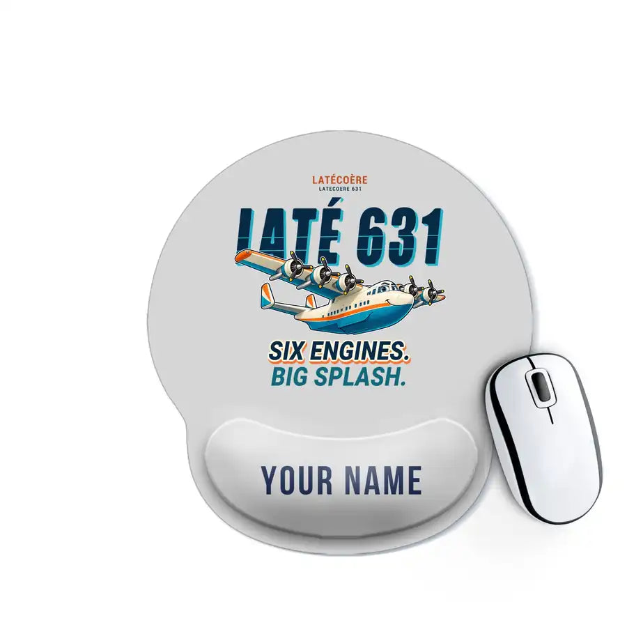 Latecoere 631 - Cartoon + Name - Ergonomic Mouse Pad - Light Gray