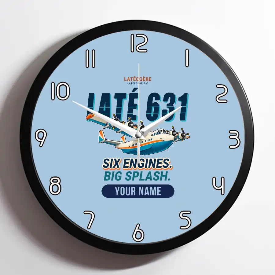 Latecoere 631 - Cartoon + Name - Framed - Light Blue