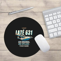 Thumbnail for Latecoere 631 - Cartoon + Name - Round Mouse Pad - Black