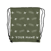 Thumbnail for Latecoere 631 - Drawstring Bag - 3D Pattern + Name - Green Army