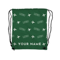 Thumbnail for Latecoere 631 - Drawstring Bag - 3D Pattern + Name - Green