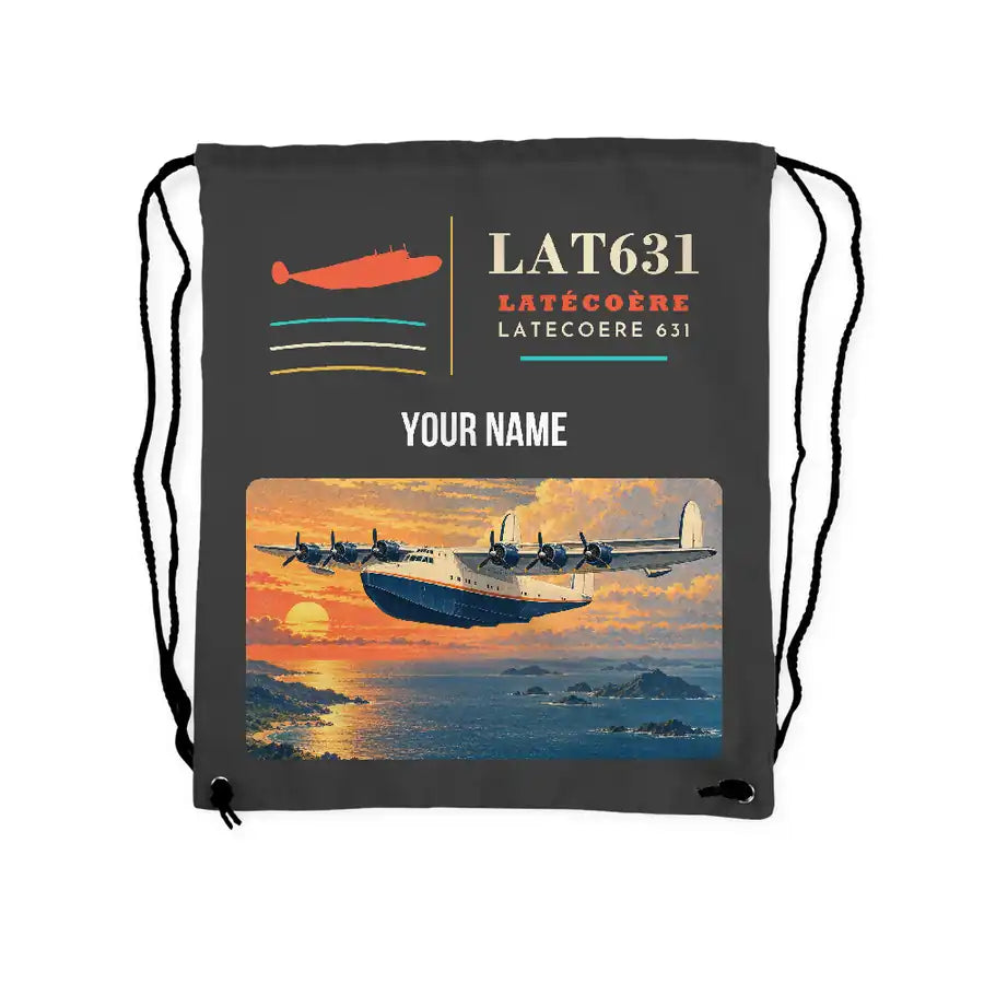Latecoere 631 - Drawstring Bag - Classic + Name - Gray