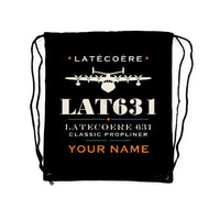 Thumbnail for Latecoere 631 - Drawstring Bag - Heritage + Name - Black