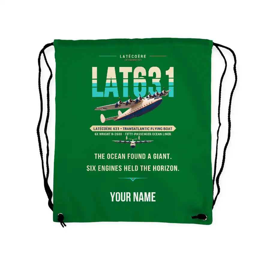 Latecoere 631 - Drawstring Bag - Original + Name - Green