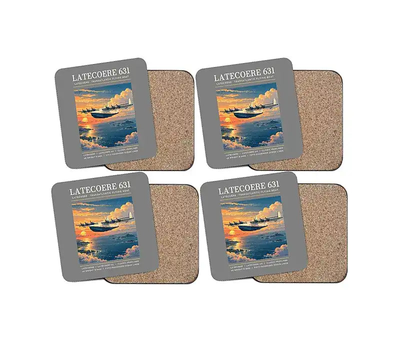 Latecoere 631 - Poster - Coaster Set - Gray
