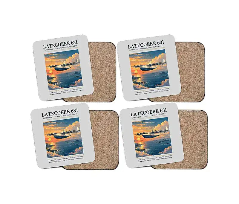Latecoere 631 - Poster - Coaster Set - Light Gray