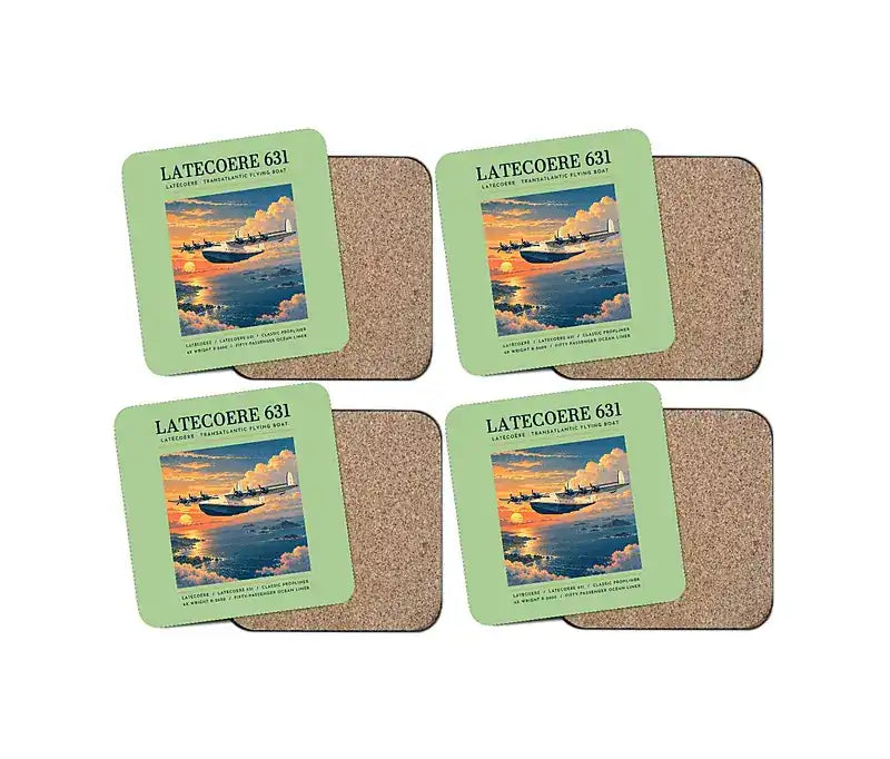 Latecoere 631 - Poster - Coaster Set - Light Green