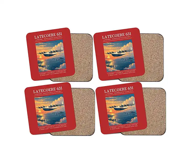 Latecoere 631 - Poster - Coaster Set - Red