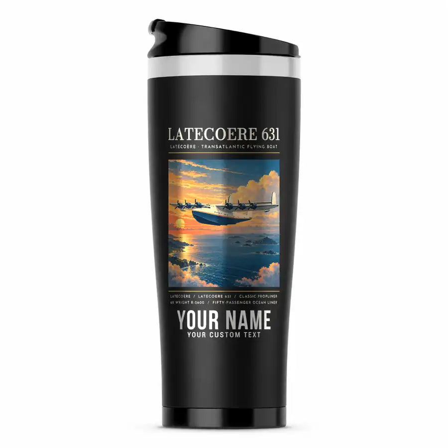 Latecoere 631 - Poster + Name - Stainless Steel (No Holder) - Black