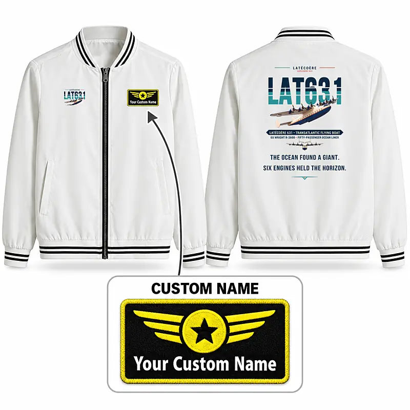 Latecoere 631 Stylish Jackets - Baseball Collar - Original + Name - White