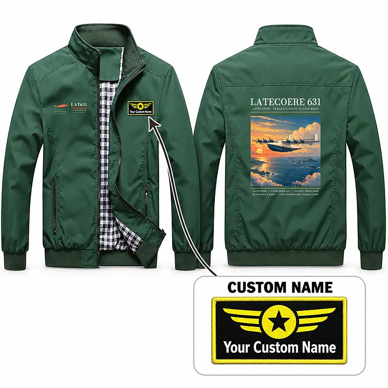 Latecoere 631 Stylish Jackets - Stand Collar - Poster + Name - Green