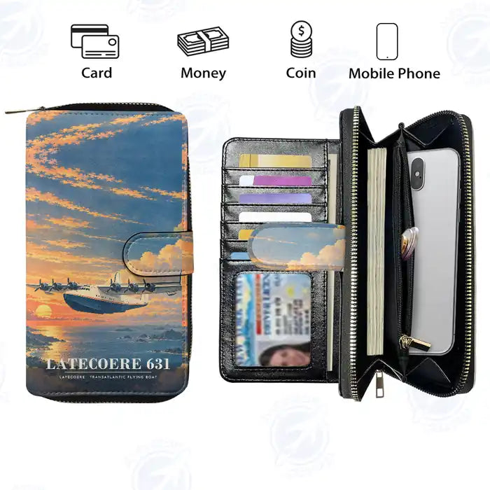 Latecoere 631 Leather Wallets - Zip Long Wallet - 3D