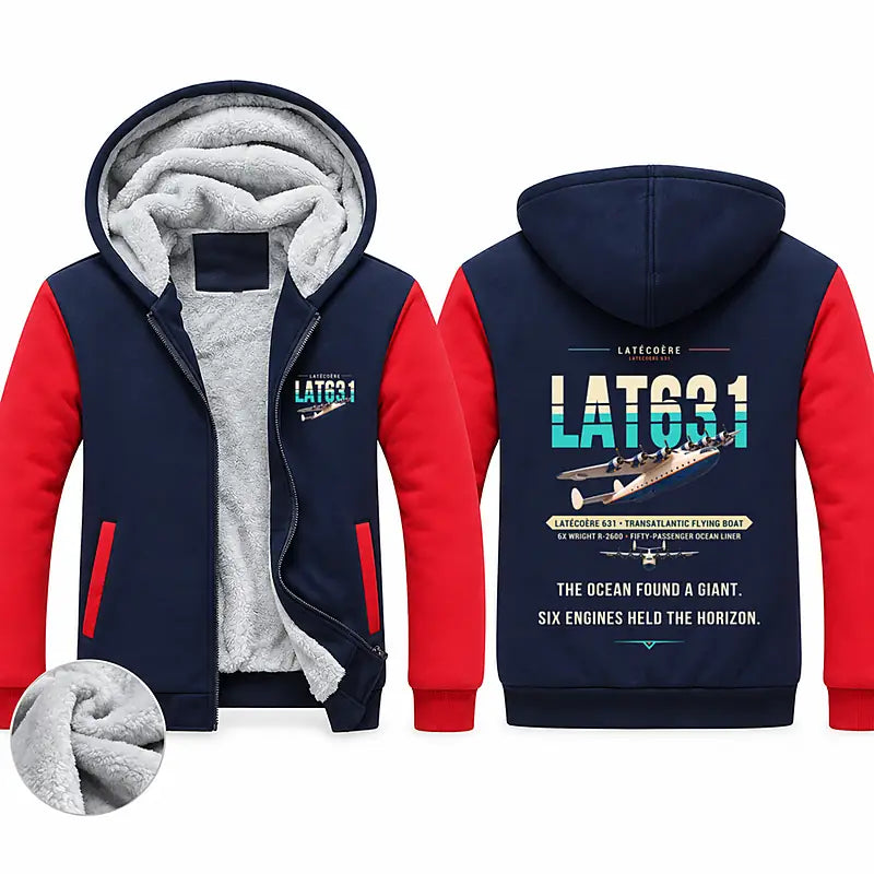 Latecoere 631 Zipped Sweatshirts - Original - Navy & Red