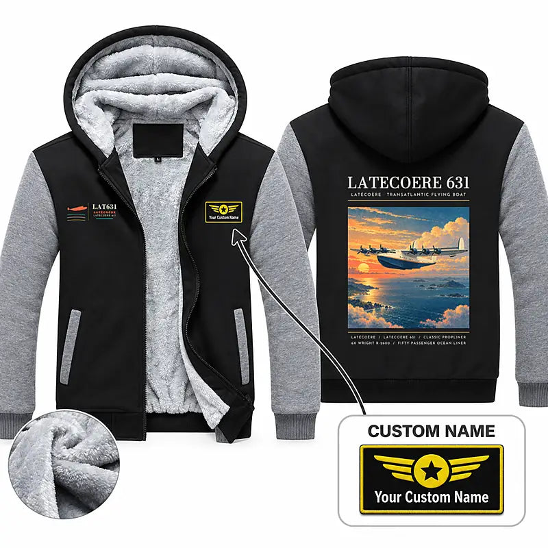 Latecoere 631 Zipped Sweatshirts - Poster + Name - Black & Gray