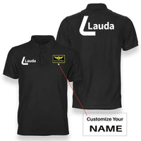 Thumbnail for Lauda logo on black + name double side polo t shirt