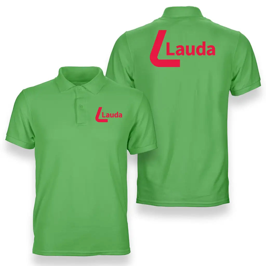 Lauda logo on light green double side polo t shirt