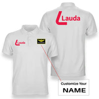 Thumbnail for Lauda logo on white + name double side polo t shirt