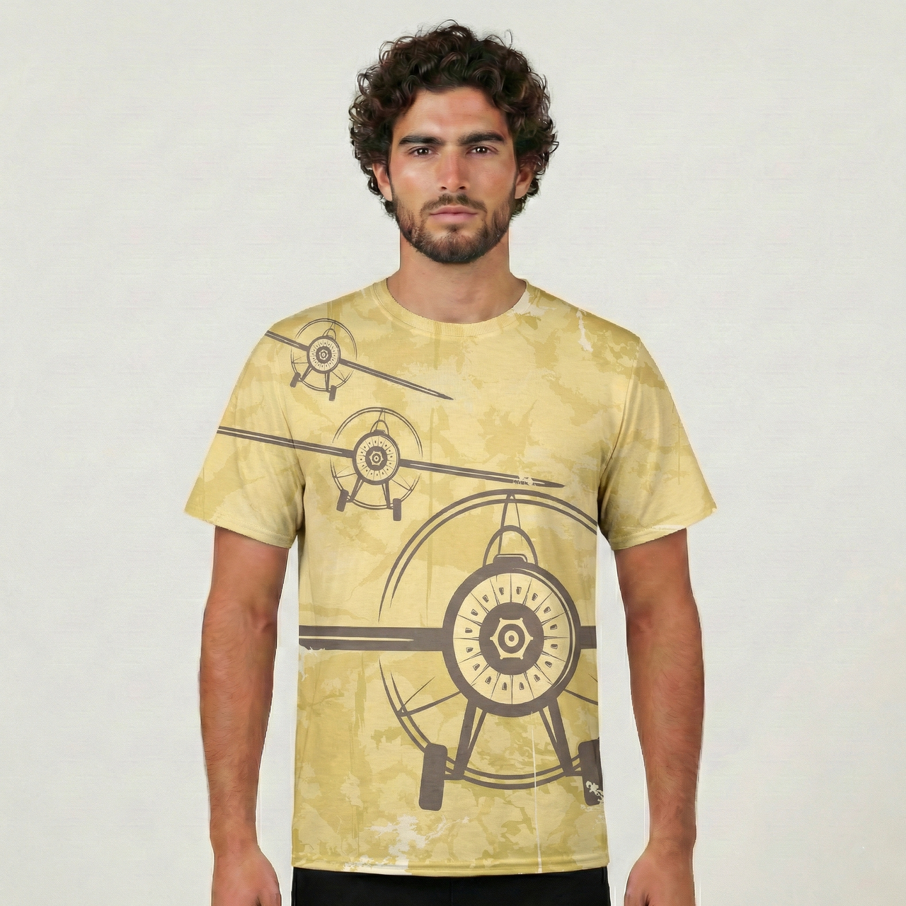 Super Vintage Propeller Printed 3D T-Shirts