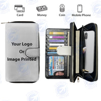 Thumbnail for Custom Design Image Logo Leather Long Zipper Wallets