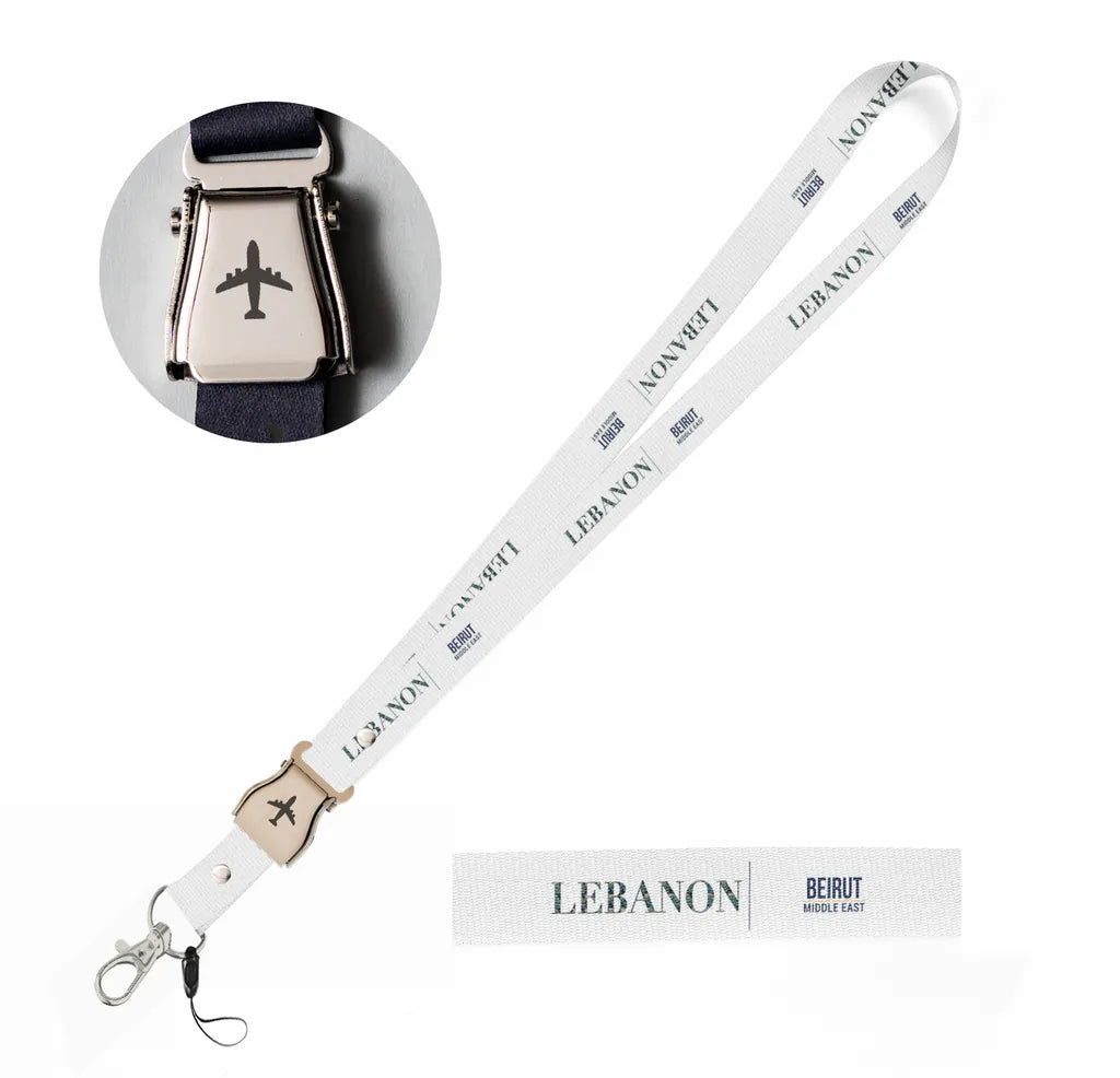 Lebanon Country Series seat belt lanyard - white