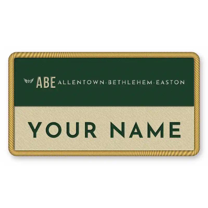 Lehigh Valley International Airport Allentown-Bethlehem-Easton (ABE) Patches - Rectangle + Name - Forest Gold