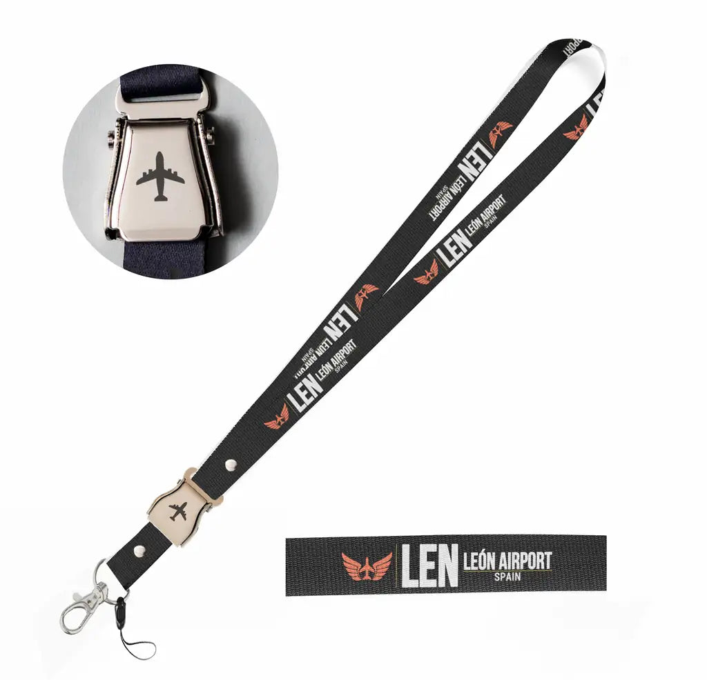 León Airport (LEN) seat belt lanyard - black