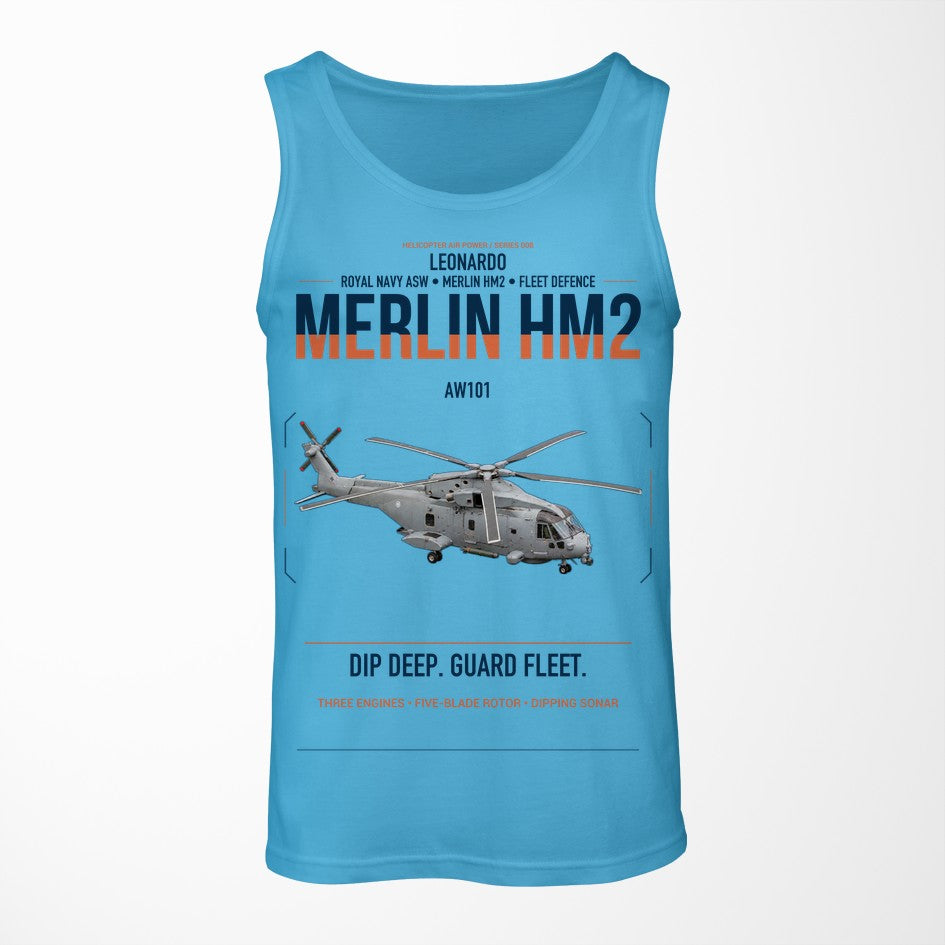 Leonardo AW101 Merlin HM2 design on sky blue tank top