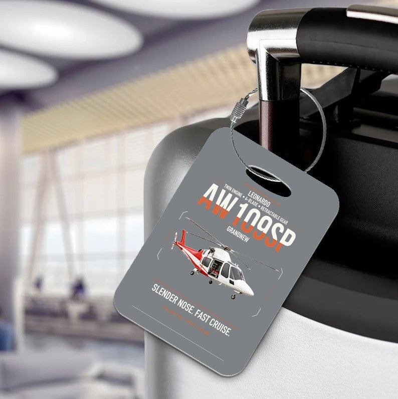 Leonardo AW109SP GrandNew design on gray acrylic luggage tags, double-side print