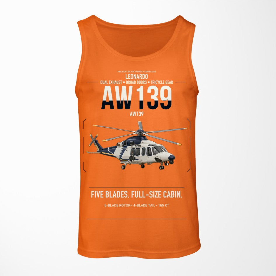 Leonardo AW139 design on orange tank top