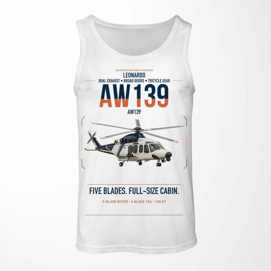 Leonardo AW139 design on white tank top