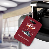 Thumbnail for Leonardo AW169 design on dark red acrylic luggage tags, double-side print