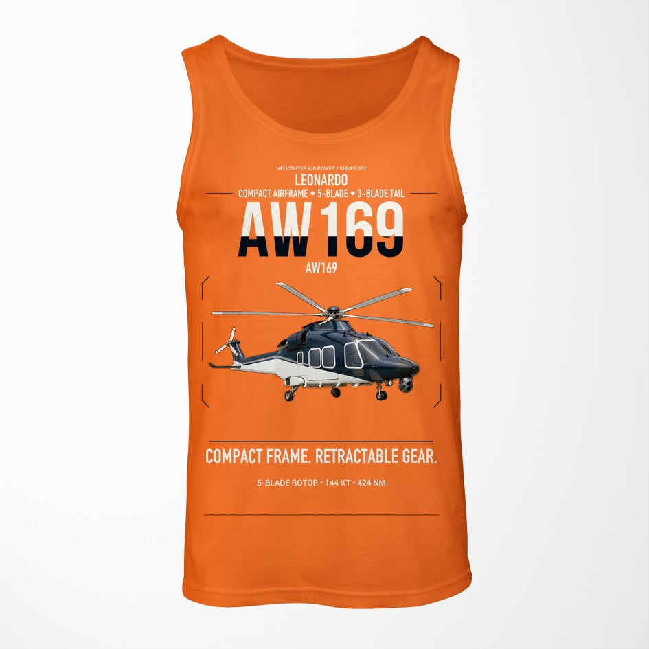 Leonardo AW169 design on orange tank top