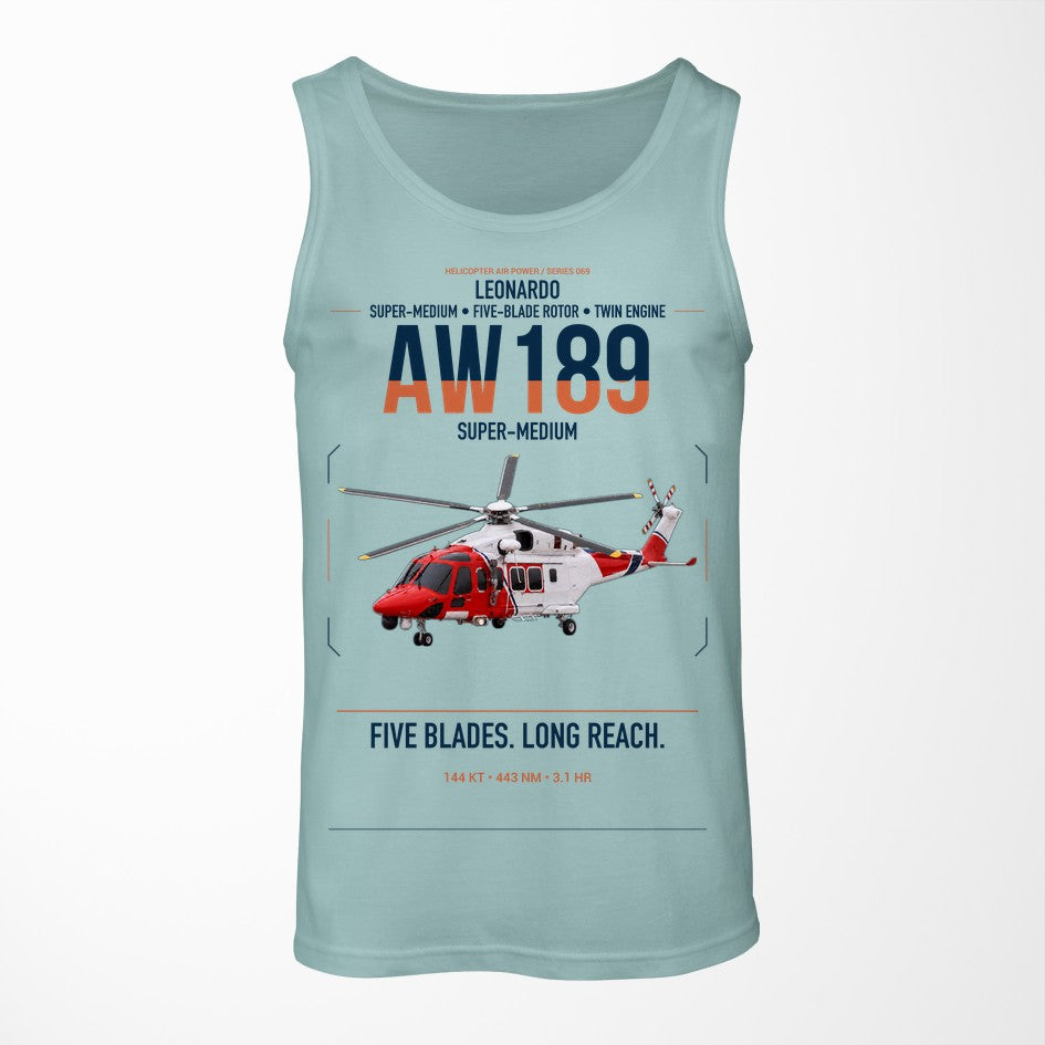 Leonardo AW189 design on light green tank top