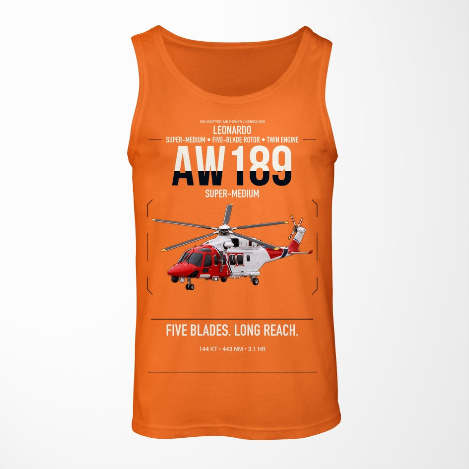 Leonardo AW189 design on orange tank top