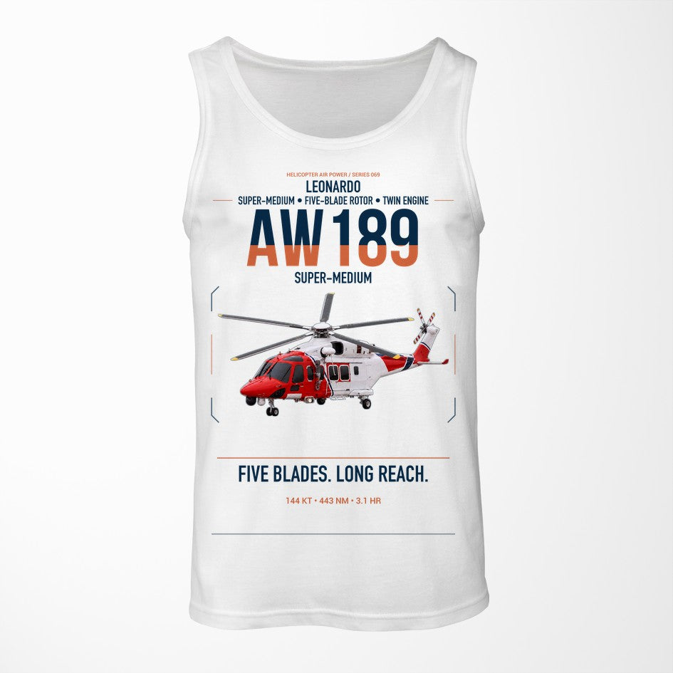 Leonardo AW189 design on white tank top