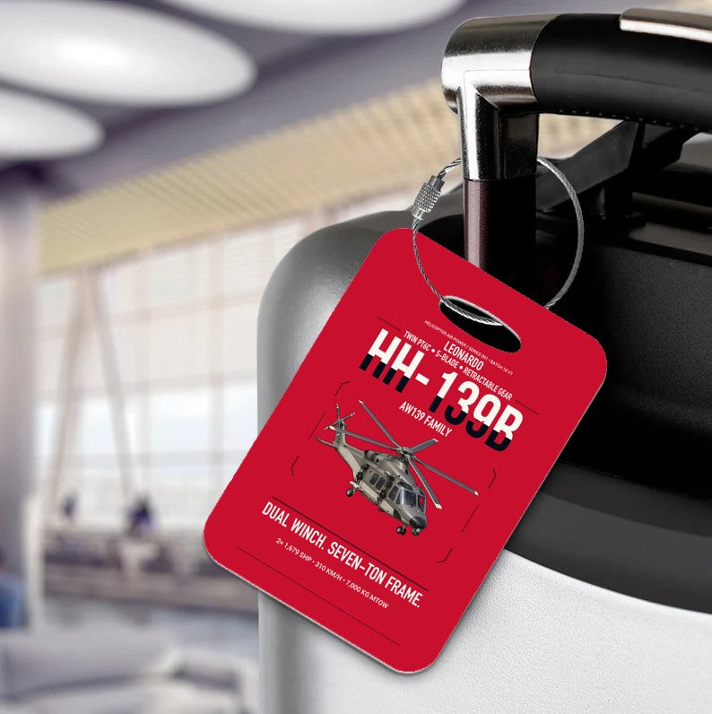 Leonardo HH-139B design on red acrylic luggage tags, double-side print