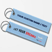 Thumbnail for Let Your Dreams Take Flight Aviator Key Chains - Light Blue - Personalized