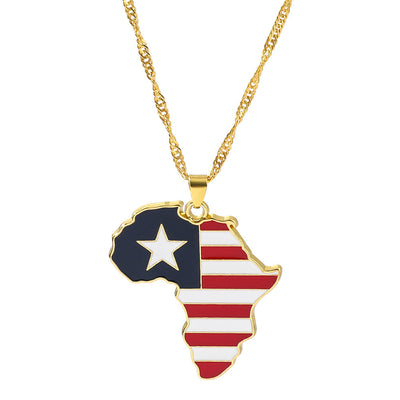 Liberia Map Flag Necklace